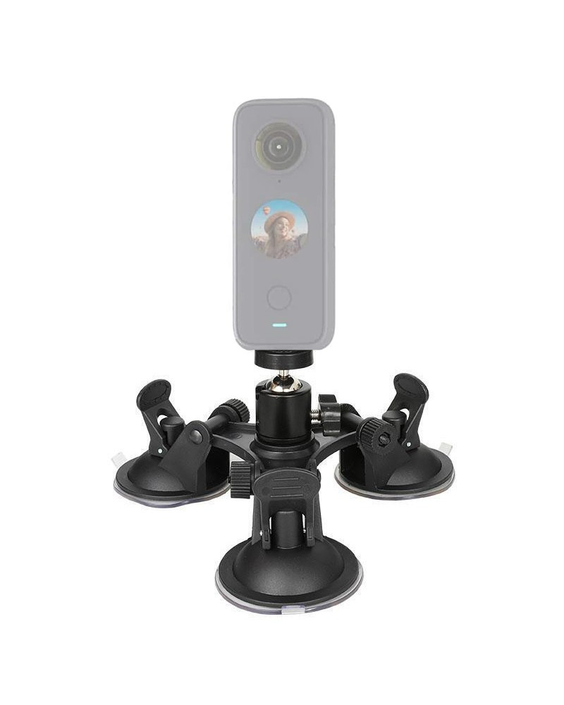 Triple Suction Cup Mount With Ball Head for Action Camera X3/2/1
