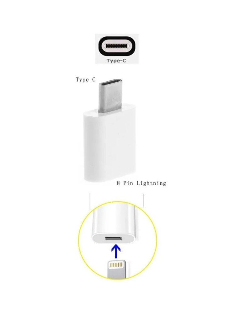 Lightning iPhone 8pin to Type C Male Converter Adapter