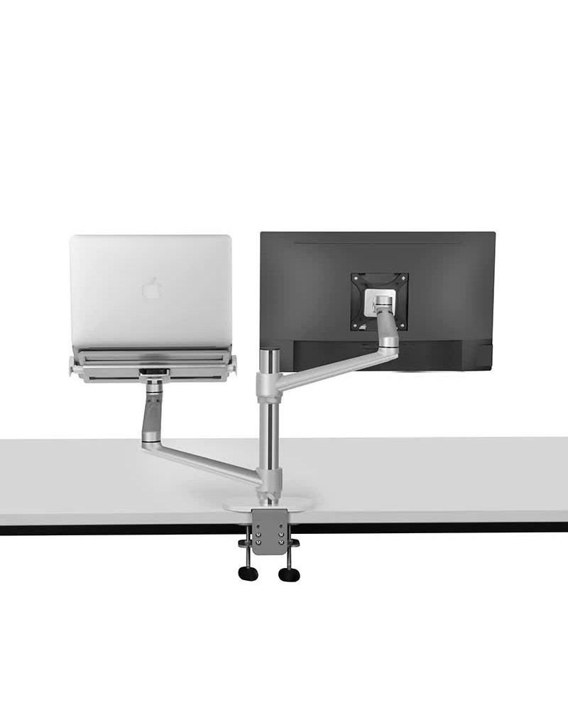 Aluminum Height Adjustable Desktop Dual Arm 17-32 inch Monitor Holder+12-17 inch Laptop Holder Stand OL-3L Full Motion Mount Arm