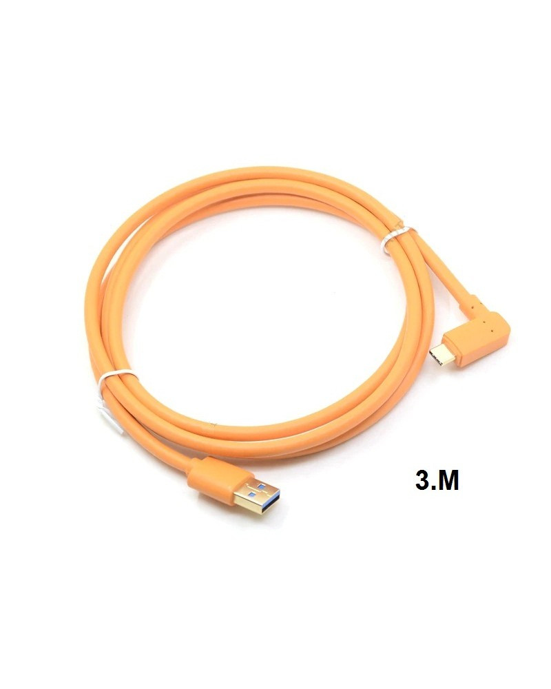 USB 3.0 to USB-C (High-Visibility Orange) for tethering a USB 3.0 camera to a computer with the smaller USB-C port 3m